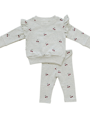 Mebie Baby - Cherry Ruffle French Terry Set|185317