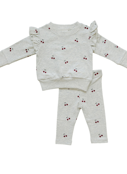 Mebie Baby - Cherry Ruffle French Terry Set|185317
