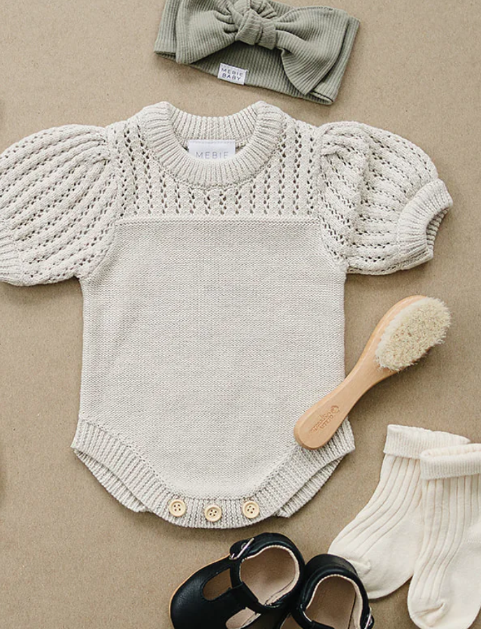 Mebie Baby - Oatmeal Knit Shirt Romper|91277