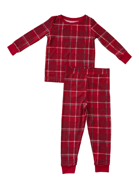 Mebie Baby - Red Plaid Bamboo Cozy Set|108688