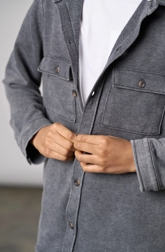 Little Bipsy Hooded Shacket - Charcoal Wash|137938