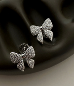 Pave Bow Studs - Silver|218810