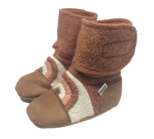 Clay Embroidered Felted Wool Booties|76181