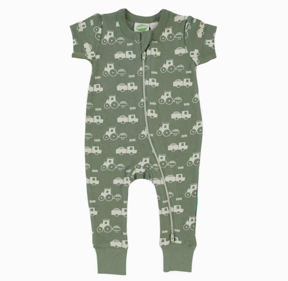 '2-Way' Zip Romper - Short Sleeve Tractors|91790