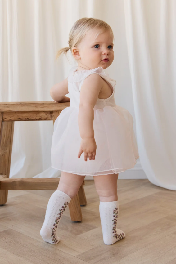 Jamie Kay - Cassie Knee High Sock Cassie Floral Jacquard - Bridal Blush|176809