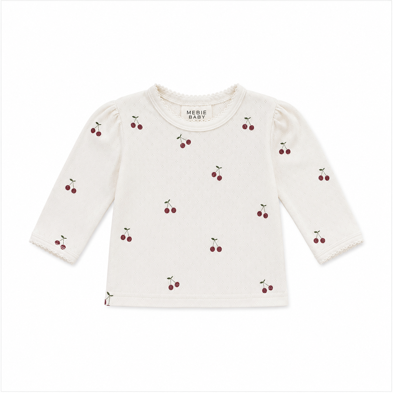Mebie Baby - Cherry Pointelle Long Sleeve Tee