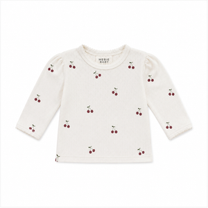 Mebie Baby - Cherry Pointelle Long Sleeve Tee