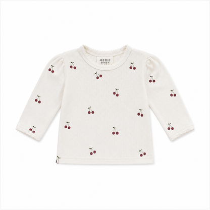 Mebie Baby - Cherry Pointelle Long Sleeve Tee