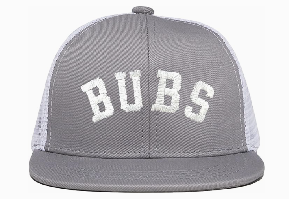 Flat Brim Trucker Hat - Bubs - Grey/White|141783
