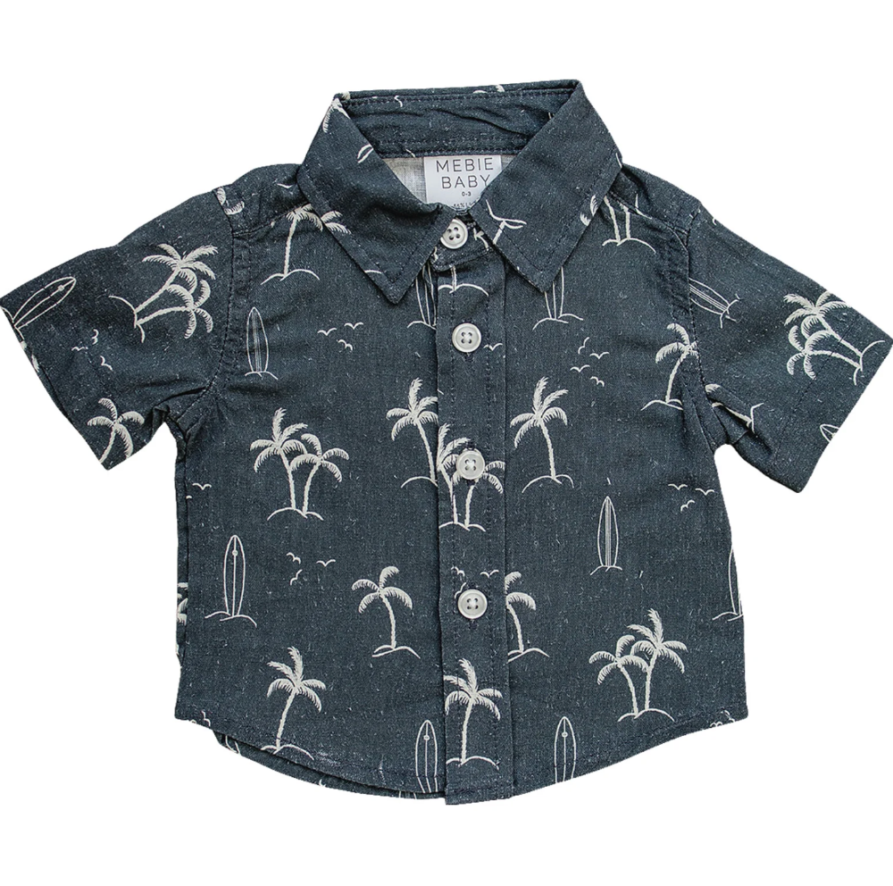 Mebie Baby - Navy Surfer Linen Button Up Shirt|205057