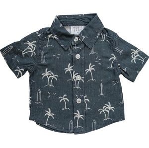 Mebie Baby - Navy Surfer Linen Button Up Shirt|205057