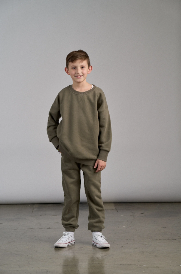 Little Bipsy Elevated Crewneck - Army Green|116125