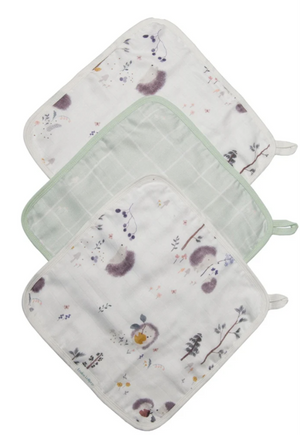 Loulou Lollipop - Washcloths 3 Piece Set - Hedgehogs|153123