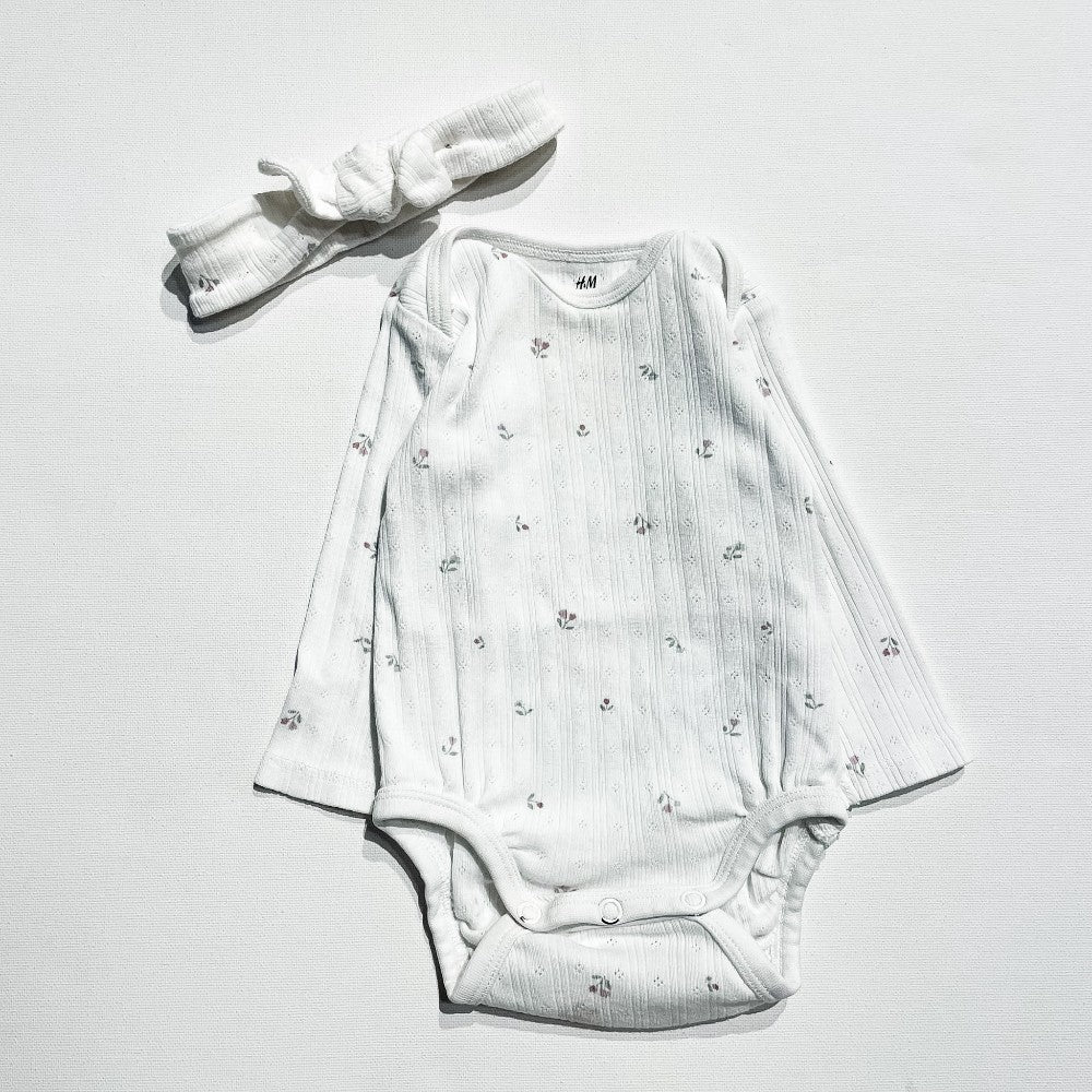 H&M Onesie & Bow Set 2-4M|213264