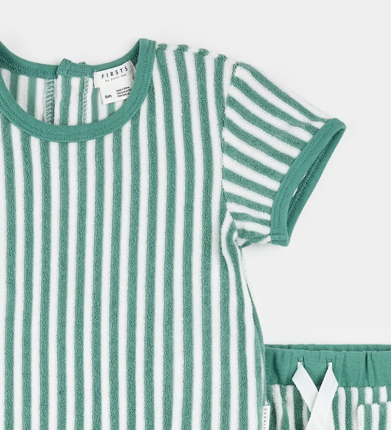 Petit Lem - Pinstripe Turquoise Set|197875