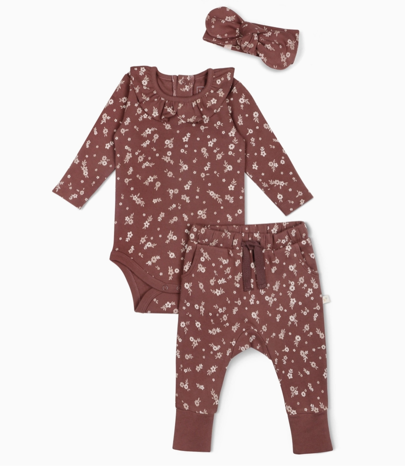 Organic Ruffle Onesie & Pants Set - Winter Bloom|107565