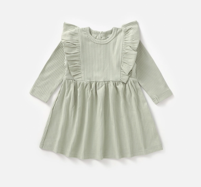 Mila & Co - Ribbed Flutter Dress | Pistachio|88638