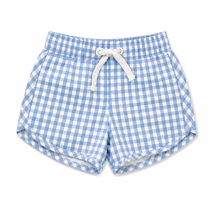 Mebie Baby - Light Blue Gingham Swim Shorts
