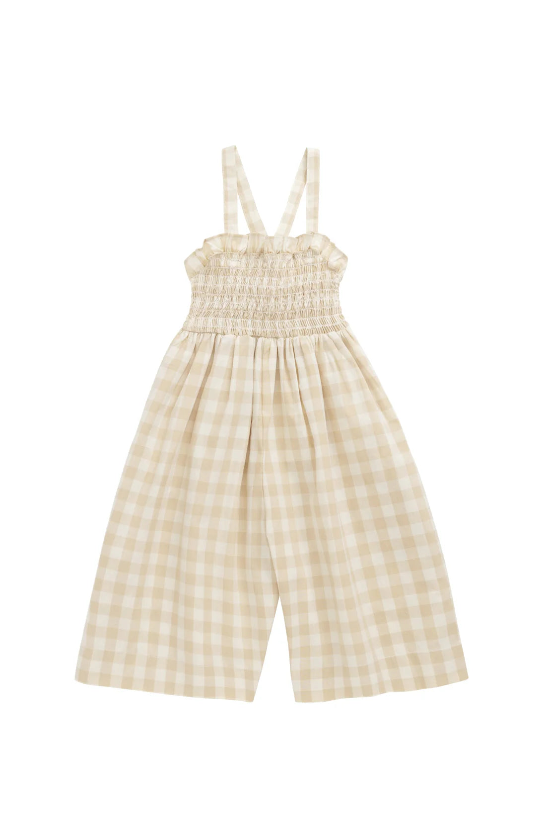 Jamie Kay - Organic Cotton Arabella Jumpsuit - Gingham Pale Khaki
