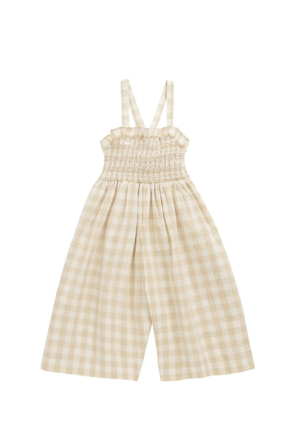 Jamie Kay - Organic Cotton Arabella Jumpsuit - Gingham Pale Khaki