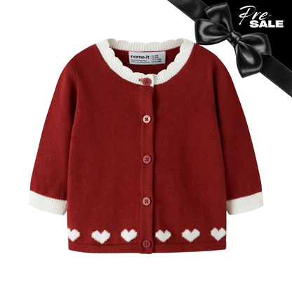 Pre- Sale: Name It - White Hearts Button Up Cardigan 2587