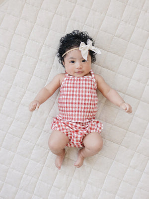 Mebie Baby - Gingham Ruched Bloomer Set
