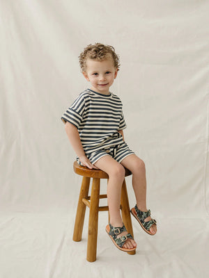 Mebie Baby - Navy Stripe Button Short Set