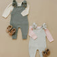 Mebie Baby - Grey Ruffle Knit Overalls