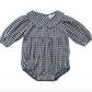 Mebie Baby - Gingham Peter Pan Collar Long Sleeve Bubble Romper|104167