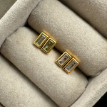 Rectangle Stone Studs - White - 18K PVD Gold Plating|176897