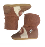 Clay Embroidered Felted Wool Booties|76180