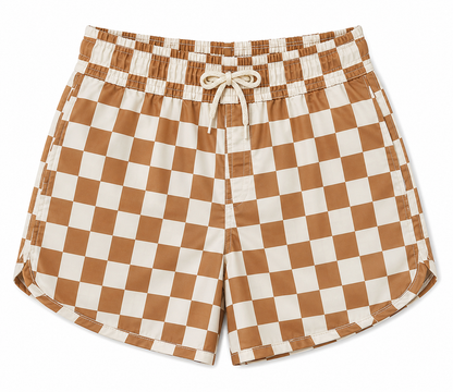 Mebie Baby - Rust Checker Swim Shorts