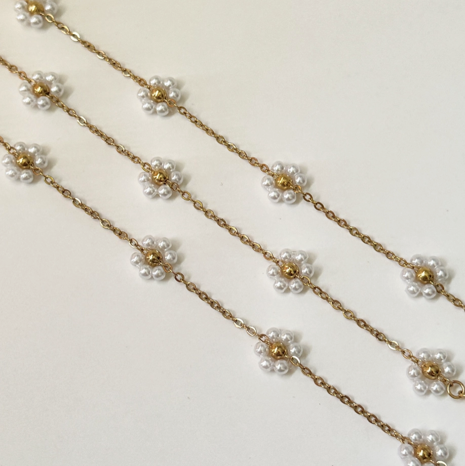 Pearl Flower Necklace - 18K PVD Gold Plating|176885