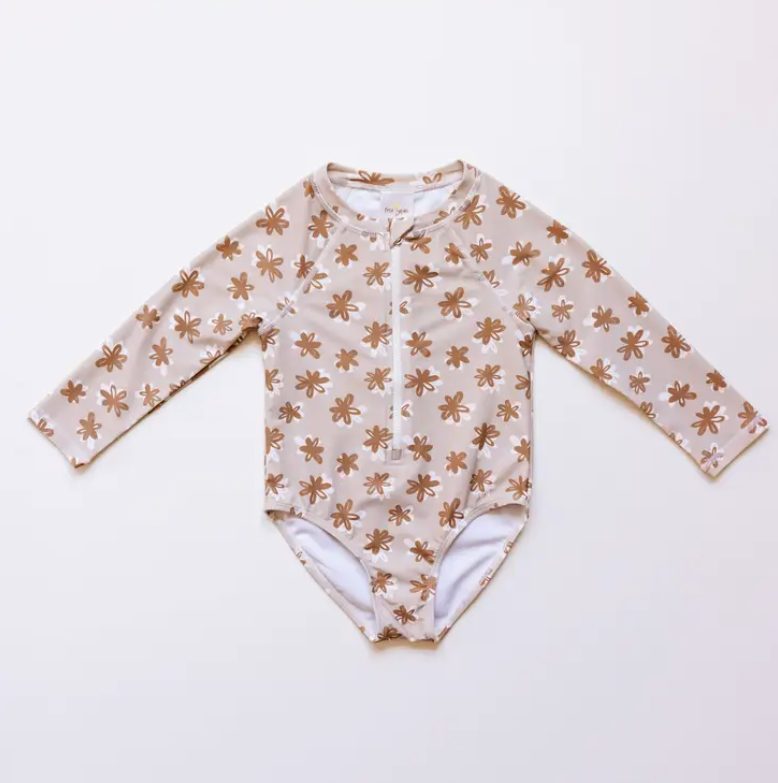 Roco Swim - Zip Up Rashguard Brown/White Floral|88542