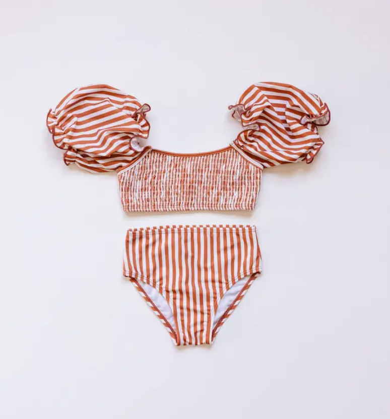 Roco Swim - Sleeved Bikini Terracotta Stripe|88541