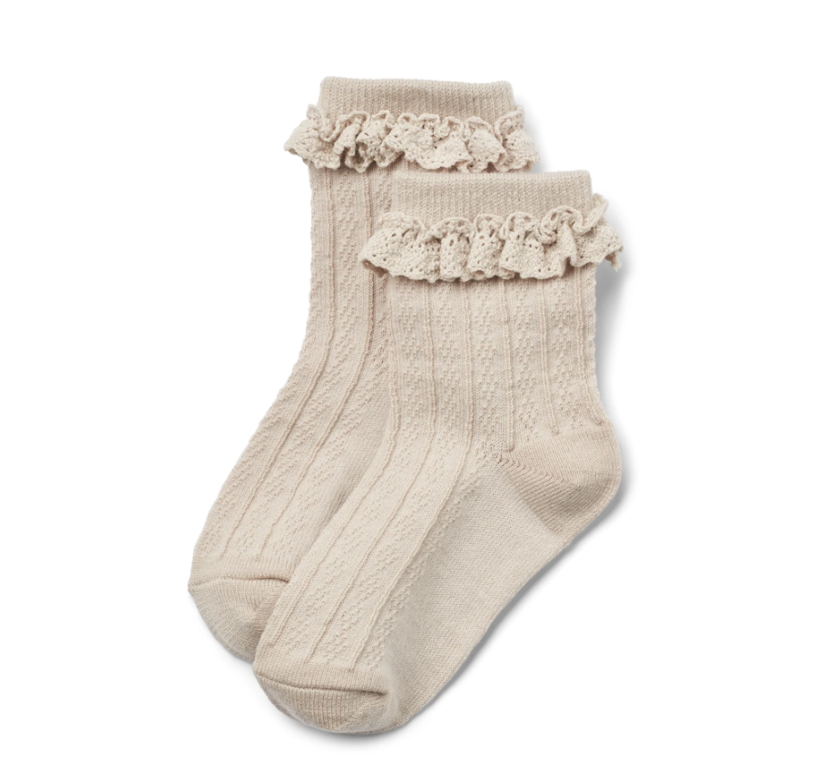 Wheat - 2 pk Wool Lace Socks Nora dry rose|164444