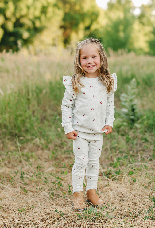 Mebie Baby - Cherry Ruffle French Terry Set|185318