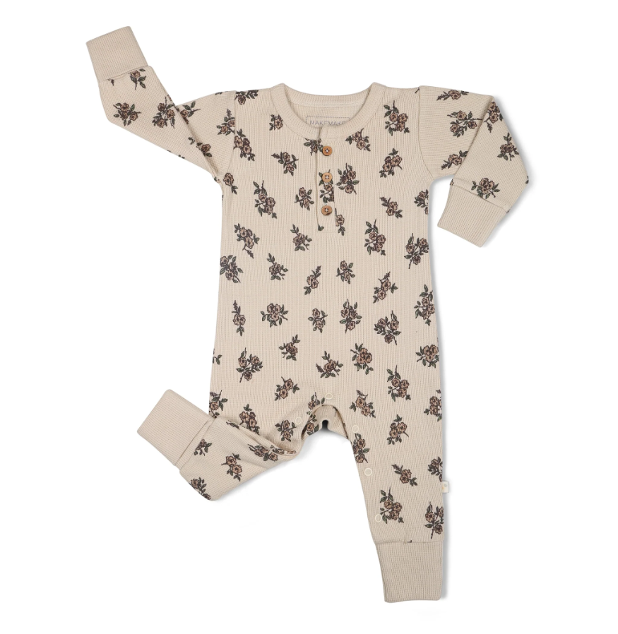 Organic Button Romper - Posy|107545