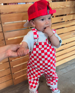 Little Trouble - Red Checks Overalls|164220