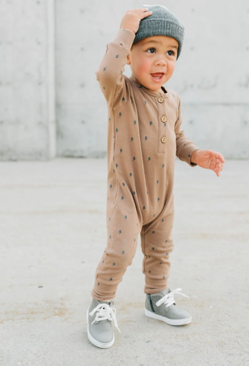 Mabie Baby - Lightening Bolt Long Sleeve Button Romper|104171