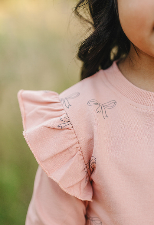 Mebie Baby - Pink Ribbon Ruffle French Terry Set|185311