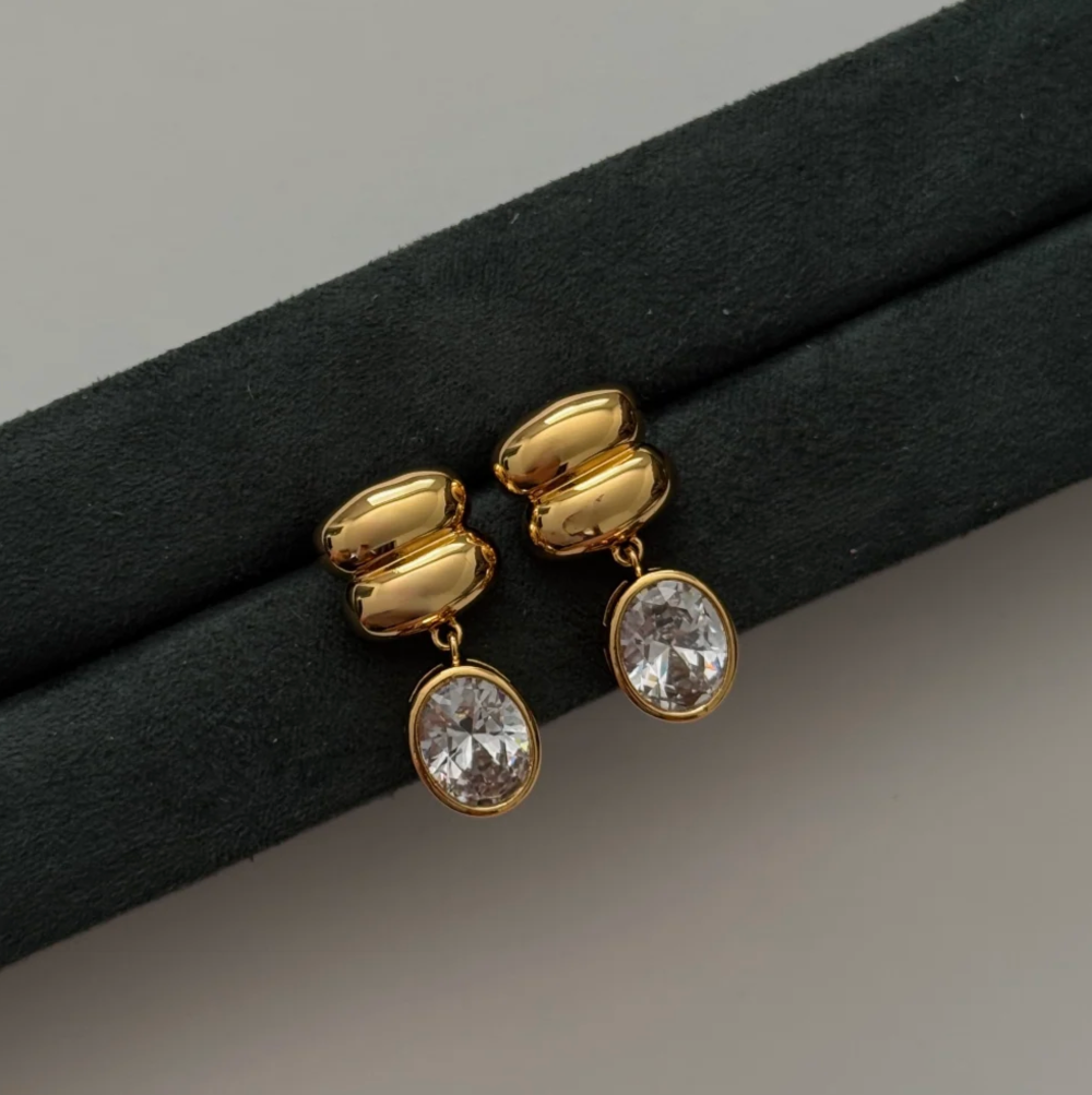 Namaste Jewelry - Oval Drop Earrings 18K gold plated|218826