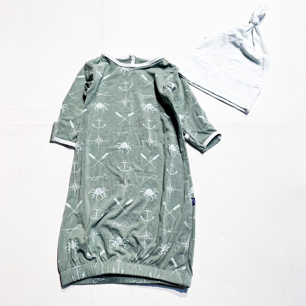 Kickee Pants Sleep Gown & Hat 0-3M|176313