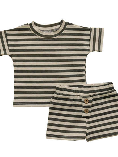 Mebie Baby - Stripe Button Short Set|87435