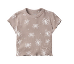 Little Bipsy - Floral Ribbed Lettuce Hem Tee - Mushroom|149332
