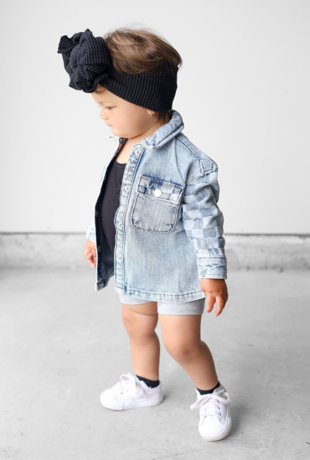Little Bipsy - Checkered Shacket - Light Wash|145234