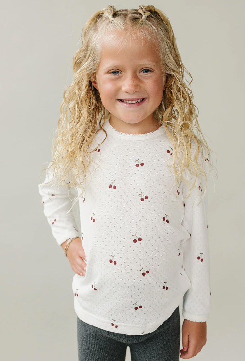 Mebie Baby - Cherry Pointelle Long Sleeve Tee|185344