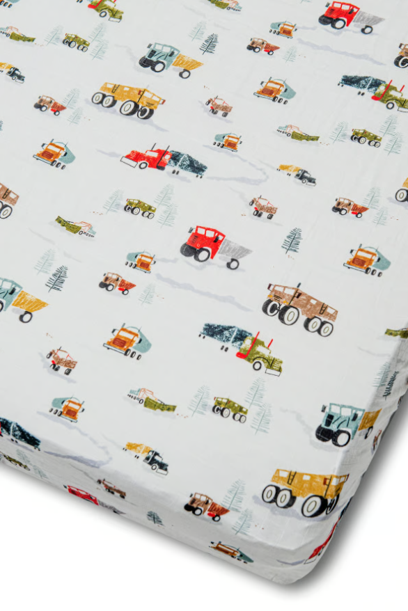 Muslin Fitted Crib Sheet - Happy Trucks|136239