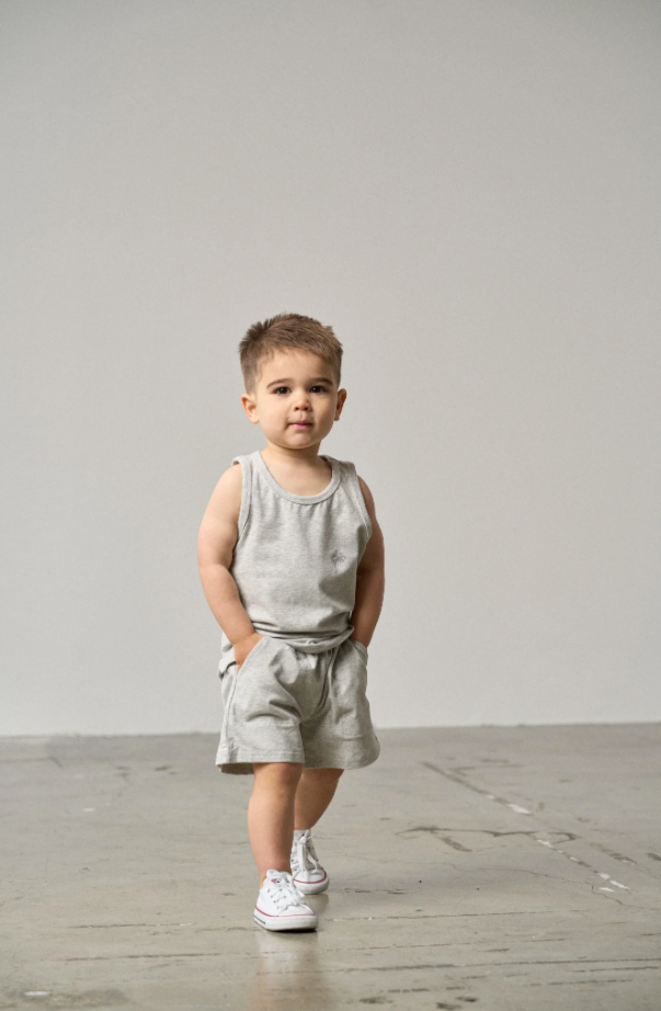Little Bipsy - Palm Jersey Tank - Light Heather Grey|142536