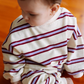 Roobear - Striped Long Sleeve Romper - Purple and Red|205902